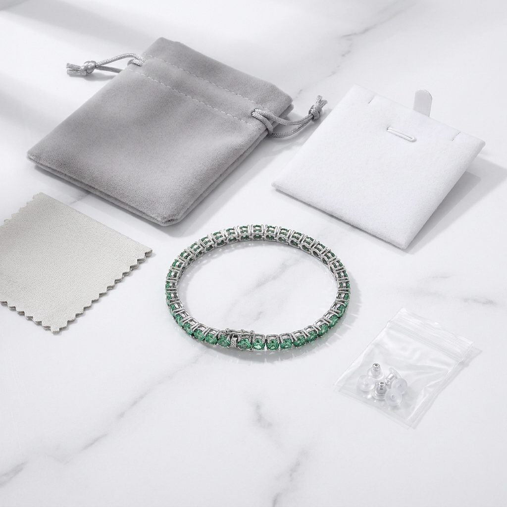 Pulseira Tennis Cravejada Moissanite Verde | Viridian