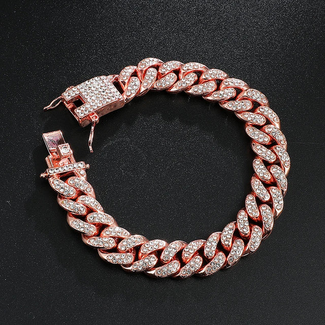 Pulseira Masculina Cubana Cravejada | Miami