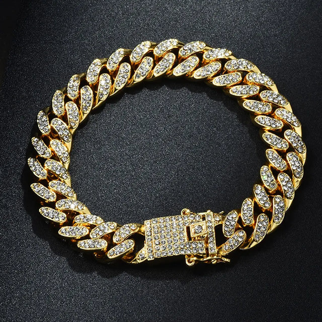 Pulseira Masculina Cubana Cravejada | Miami