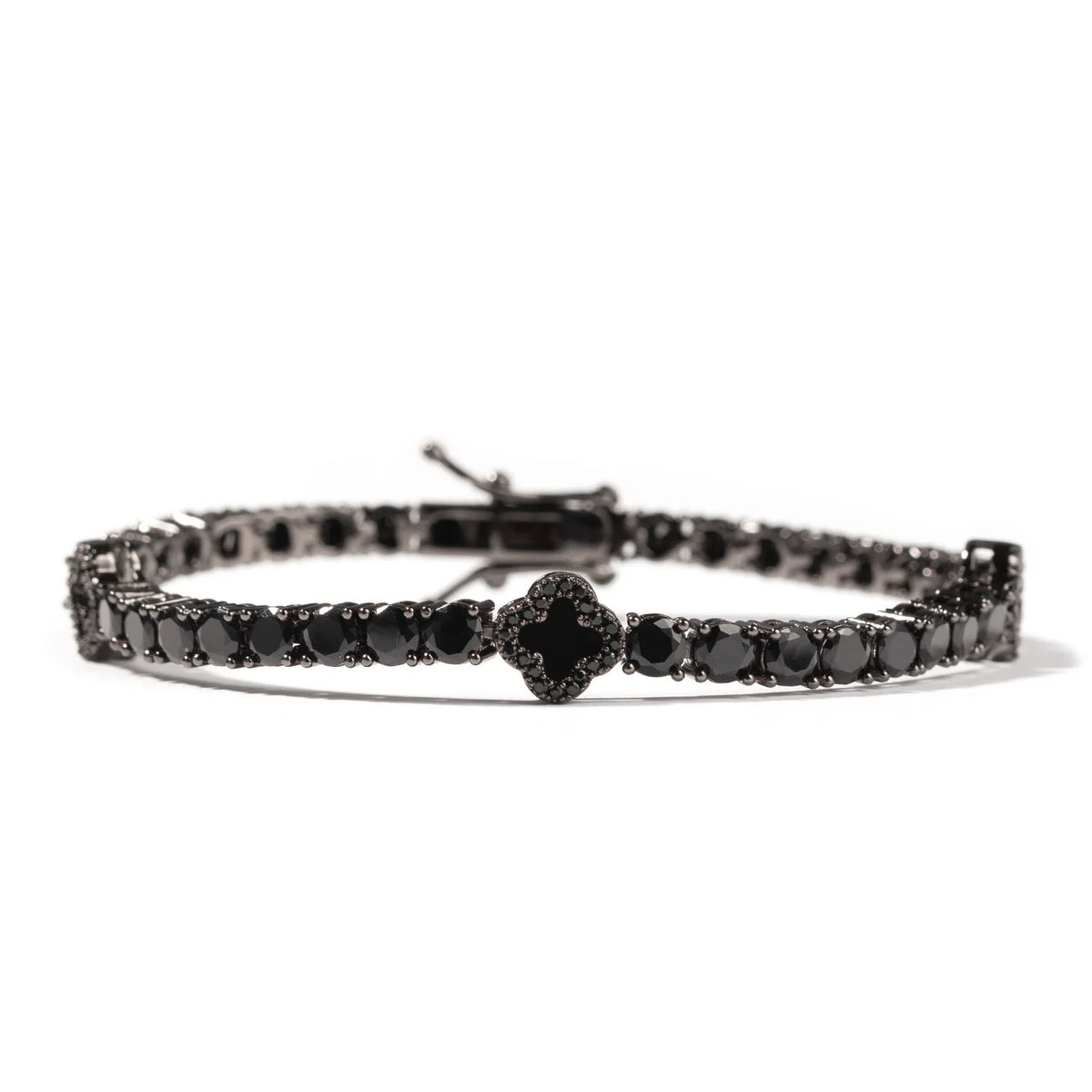 Pulseira Masculina Cravejada Trevo Preto | OnyxLux