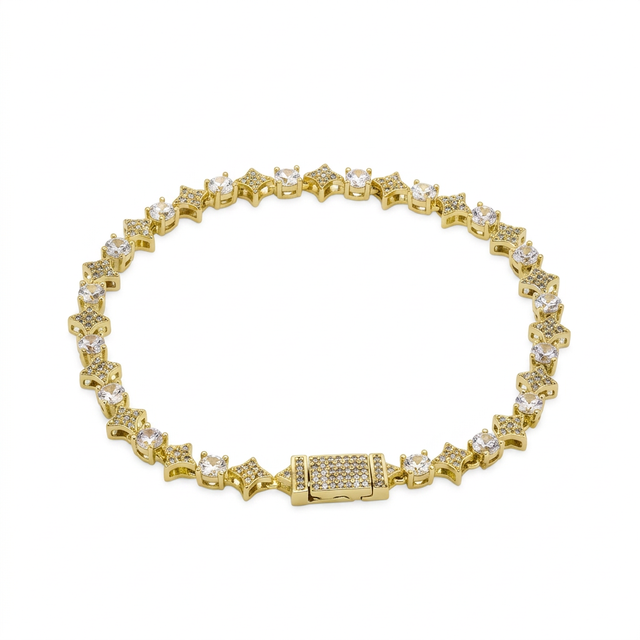Pulseira Cravejada Estrelas Zircônia AstroLux dourada - foto do fornecedor em alta resolução