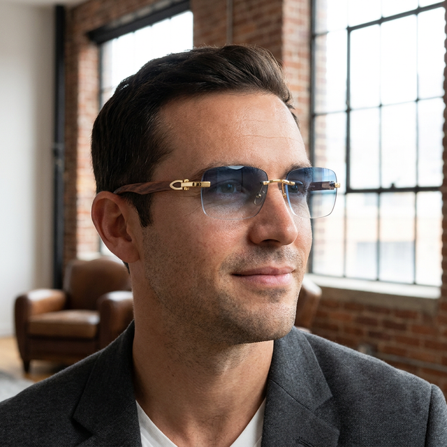 Óculos de Sol Masculino Rimless Lux | Visione