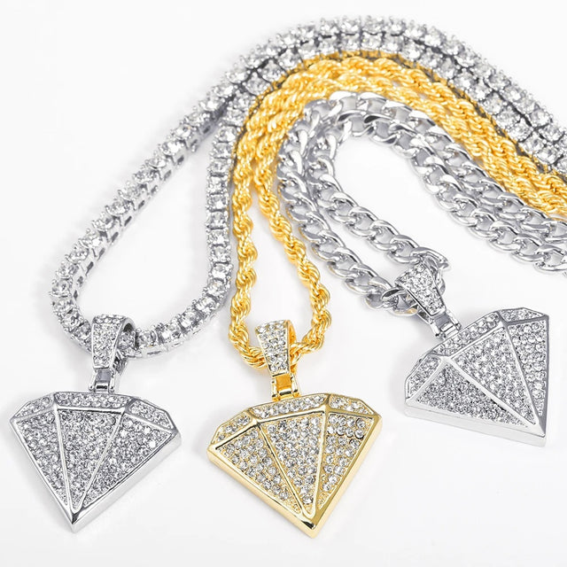 Colar Masculino Pingente Diamante Geométrico | Vértice | fotografia original 3