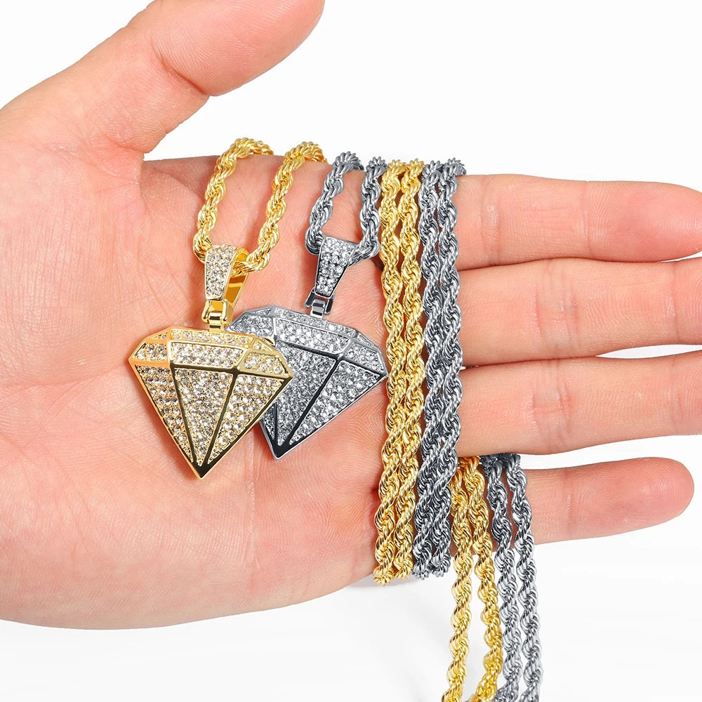 Colar Masculino Pingente Diamante Geométrico | Vértice | fotografia original 6