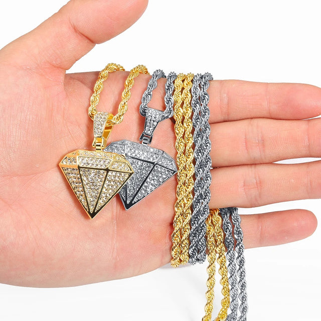 Colar Masculino Pingente Diamante Geométrico | Vértice | fotografia original 6