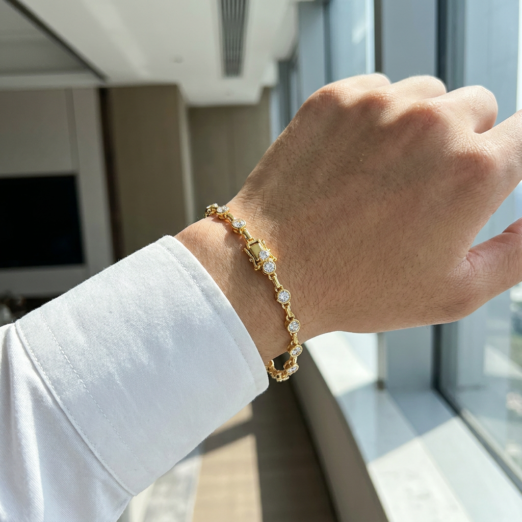 Pulseira Masculina Moissanite Cravejada | Valenne