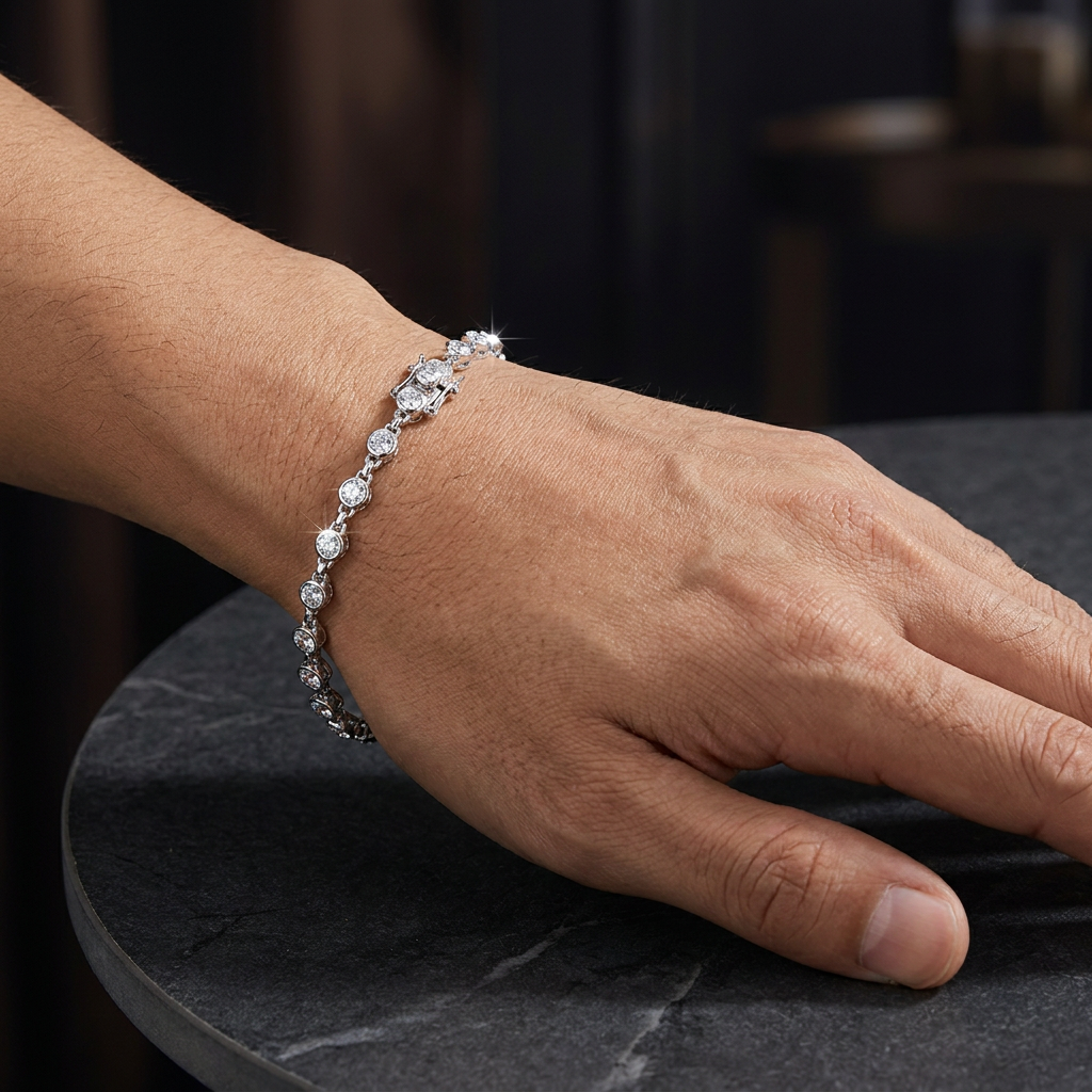 Pulseira Masculina Moissanite Cravejada | Valenne
