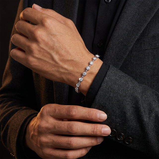Pulseira Masculina Moissanite Cravejada | Valenne