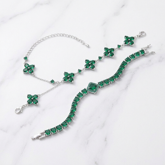 Pulseira Trevo e Tennis - Verde