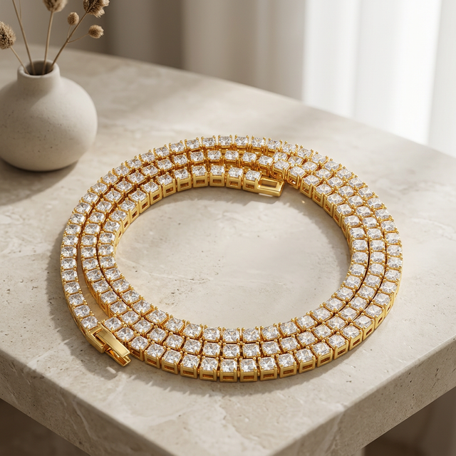 Colar Tennis Cravejado Brilhante Luxo | Lumina - Dourado