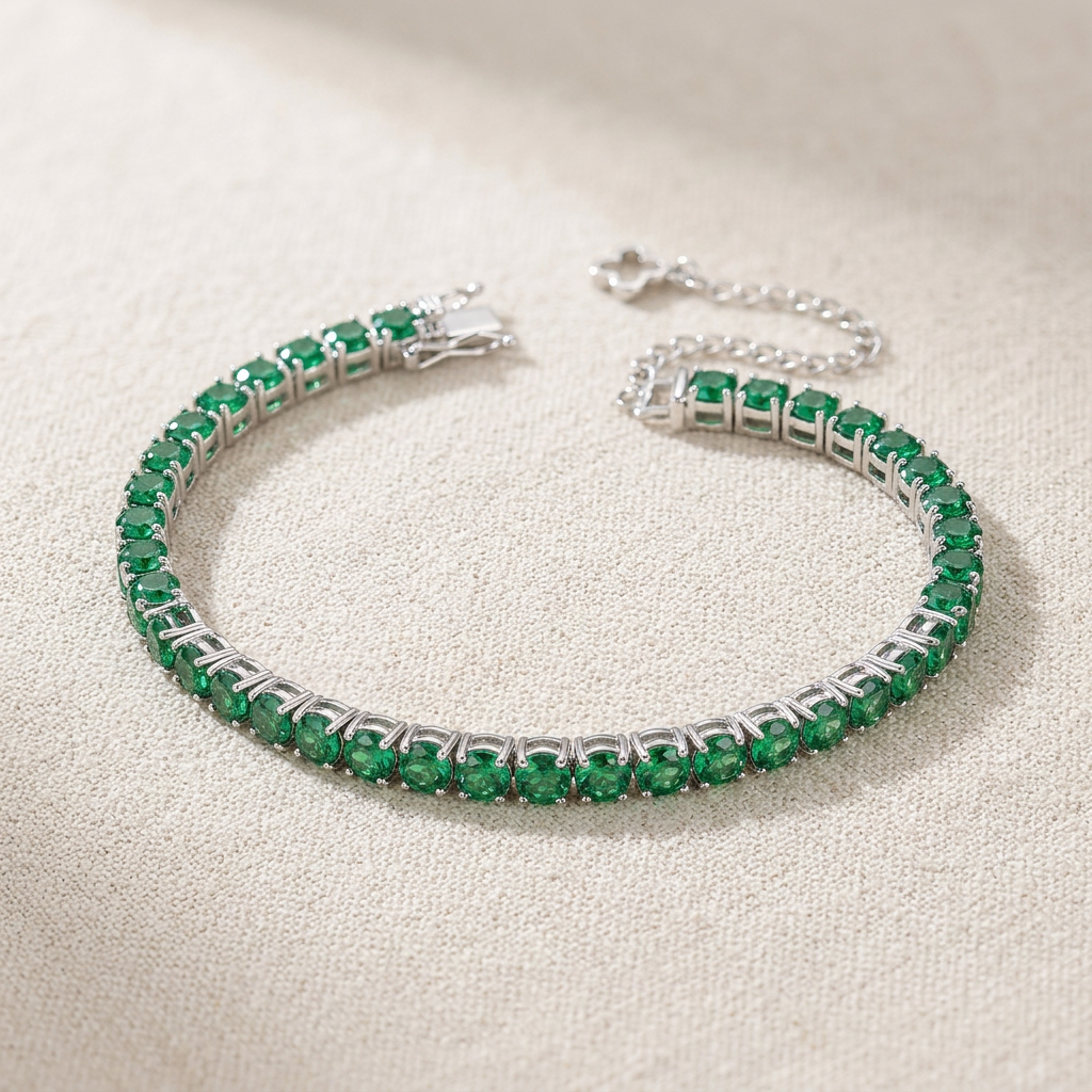 Pulseira Tennis Cravejada Moissanite Verde | Viridian - 6.5 polegadas