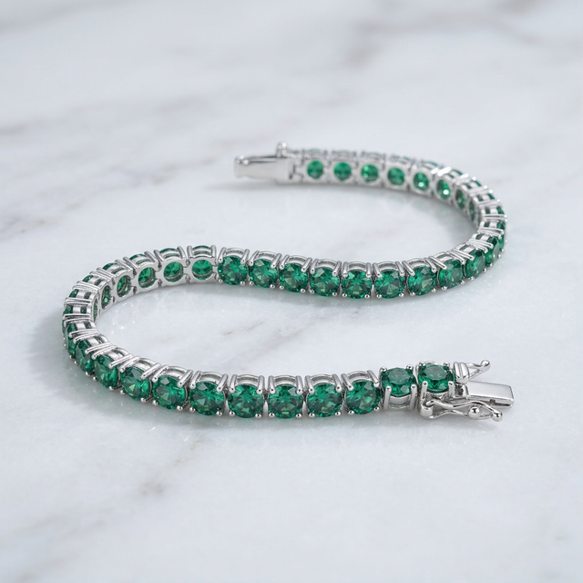 Pulseira Tennis Cravejada Moissanite Verde | Viridian - 7 polegadas