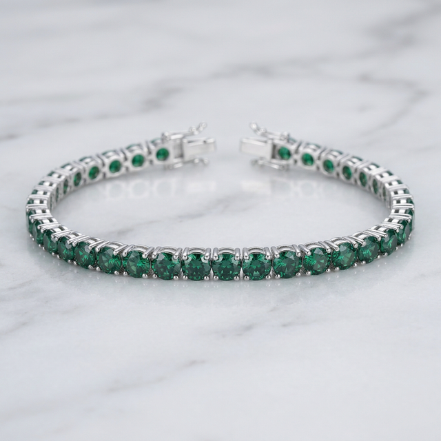 Pulseira Tennis Cravejada Moissanite Verde | Viridian - 7.5 polegadas