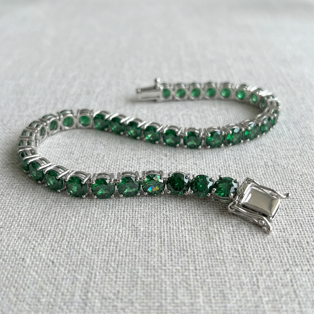 Pulseira Tennis Cravejada Moissanite Verde | Viridian - 8 polegadas