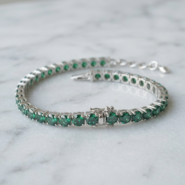 Pulseira Tennis Cravejada Moissanite Verde | Viridian - 8.5 polegadas