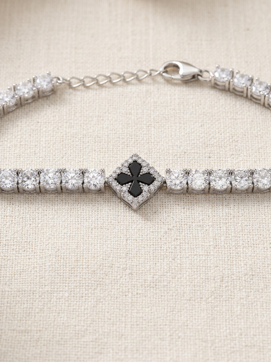 Pulseira Tennis Trevo Cravejada Zircônias | Lumina - Prata