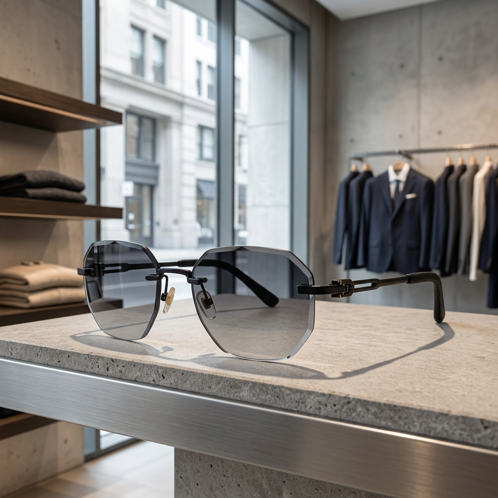 Óculos de Sol Masculino Rimless Lux | Visione - Preto