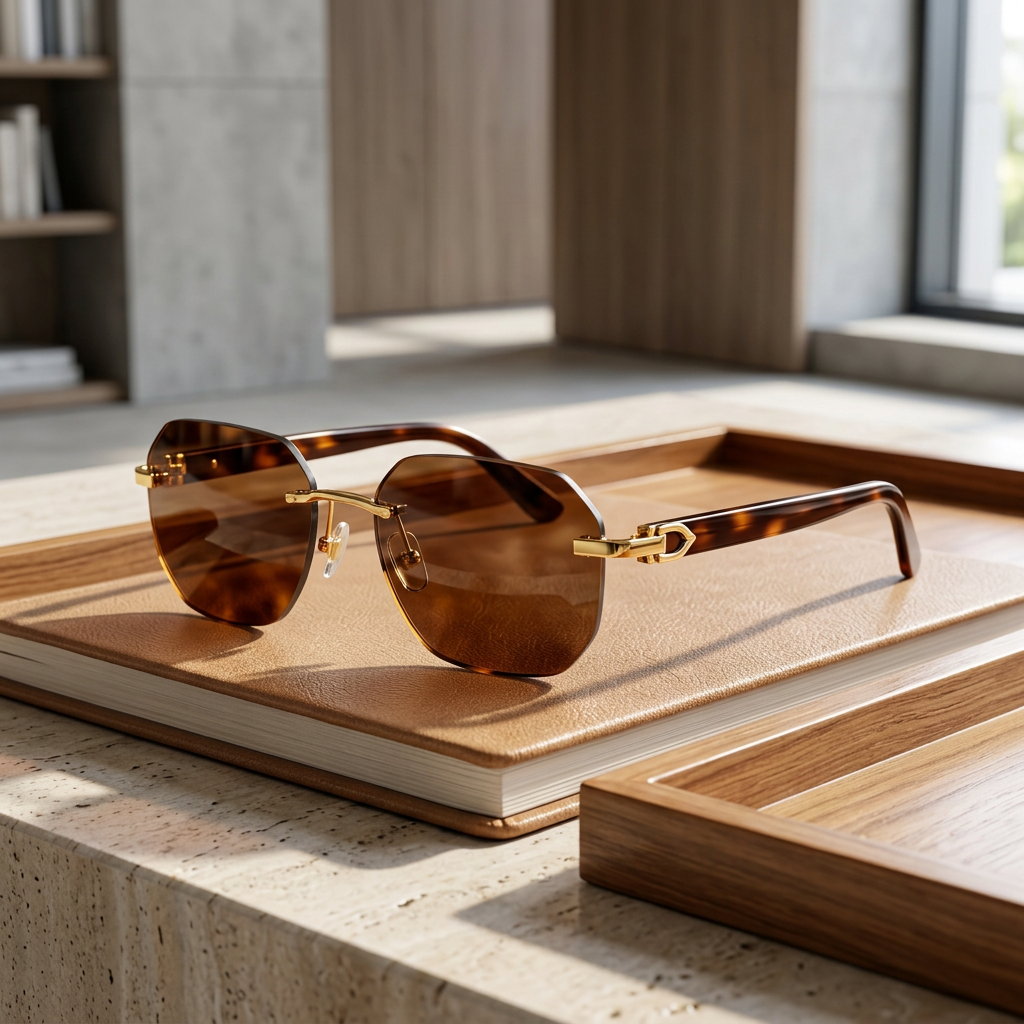 Óculos de Sol Masculino Rimless Lux | Visione - Marrom