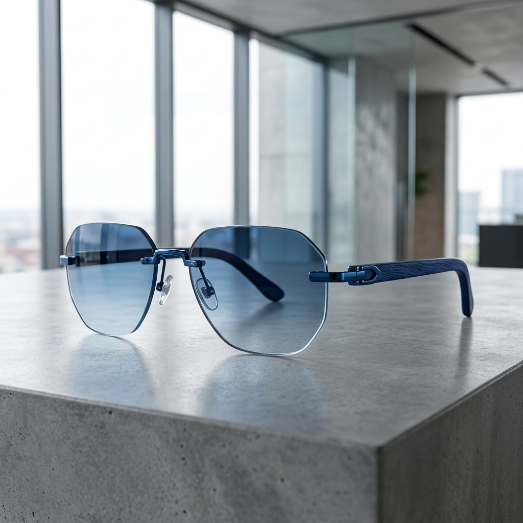Óculos de Sol Masculino Rimless Lux | Visione - Azul