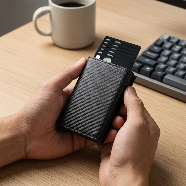 Carteira Masculina Pop-Up Fibra de Carbono | TechSlim - Preto