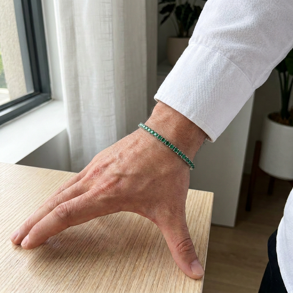 Pulseira Tennis Cravejada Moissanite Verde | Viridian